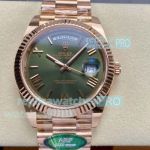 Swiss 3255 ARF Rolex Day-Date II Gain Weight Green Face Rose Gold President Watch 